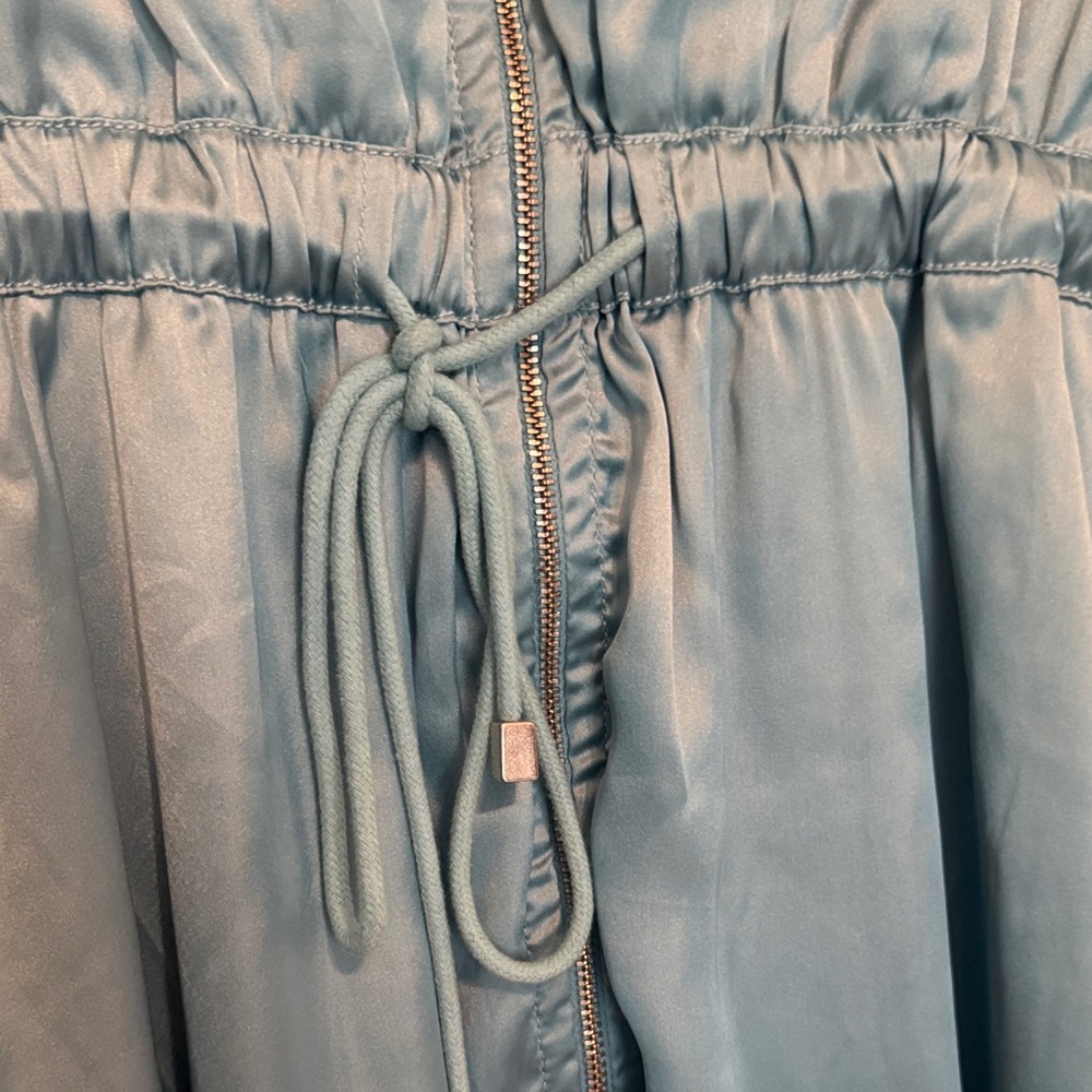 NWT Anthropologie Blue Satin Dress with Balloon Sleeves - Picture 4 of 5